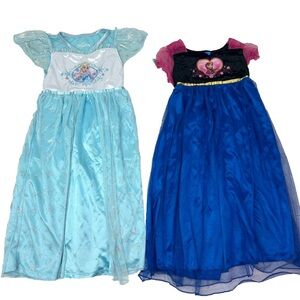 2 Girl's Size: S 6 Nightgown Disney’s Frozen Blue Pajama Elsa & Anna Dress Up